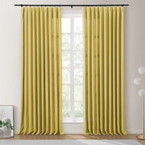 TWOPAGES Cotton Blend Curtain Room Darkening Pinch Pleat Textured Curtain for Bedroom, 1 Panel, 52"x108L, Apple Green