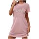 thumbnail image 1 of Camisón corto de San Valentín para mujer, talla grande, estampado en el pecho, cuello redondo, manga corta, 1 of 3