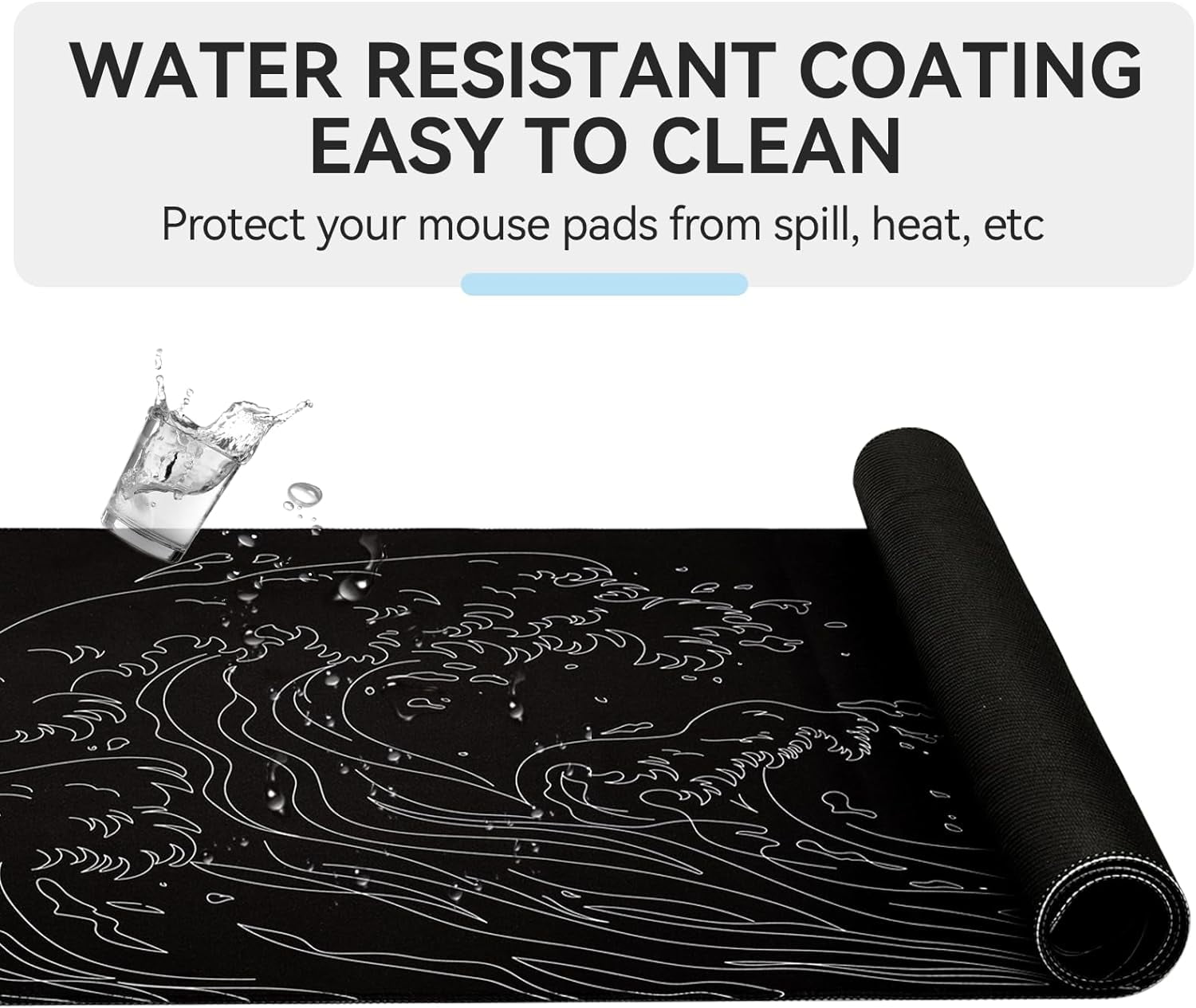 Mouse Pad, Sea Wave Gaming Mouse Pad, Non-Slip Mousepad, Extended Mouse Pad Gaming, Large Mouse Pad for Desk, Desk Pad for Laptop, Desk Mat for Office and Home (35.4'''' x 15.7'''')