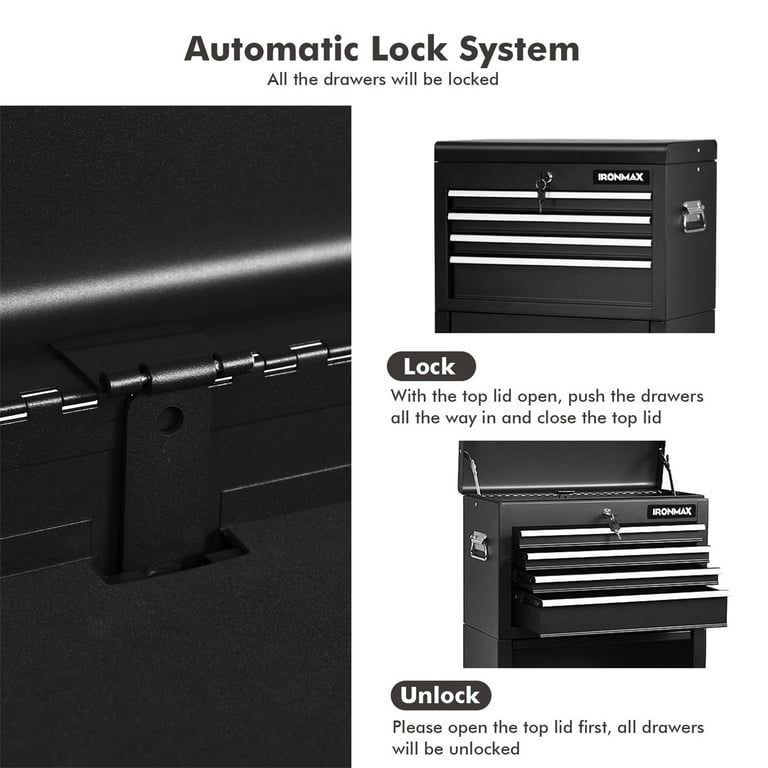 Aukfa Tool Box, 3 in 1 Steel Rolling Tool Chest w/ 6-Drawers Aukfa Tool Box, 3 in 1 Steel Rolling Tool Chest w/ 6-Drawers