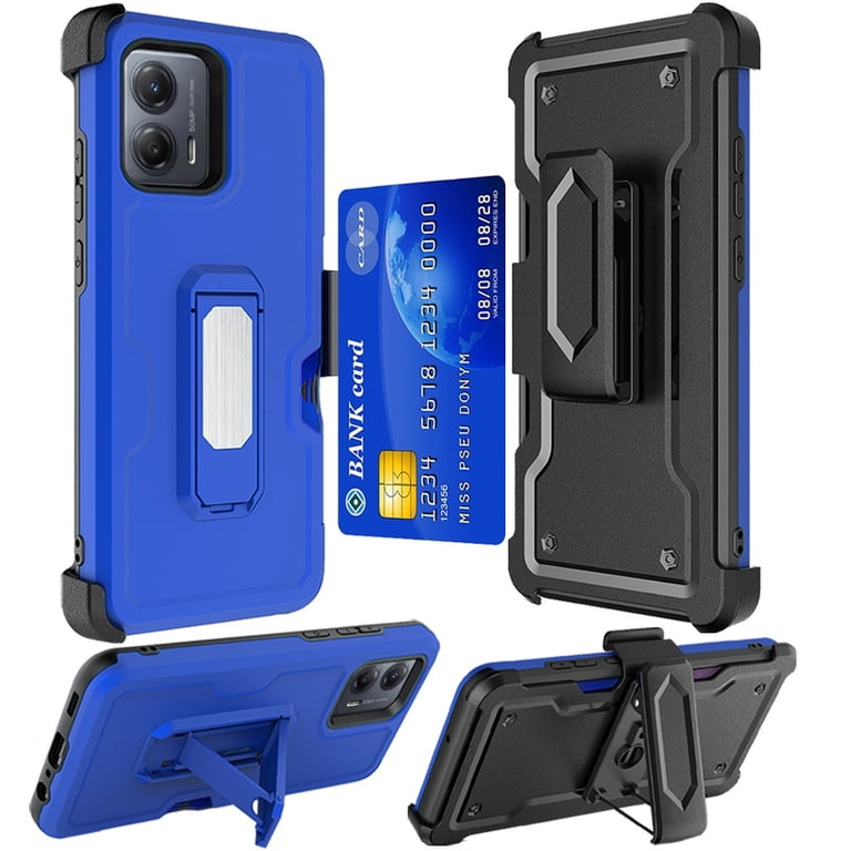 TJS Heavy Duty Holster Case For Motorola Moto G 5G (2023) – With Card Slot & Kickstand