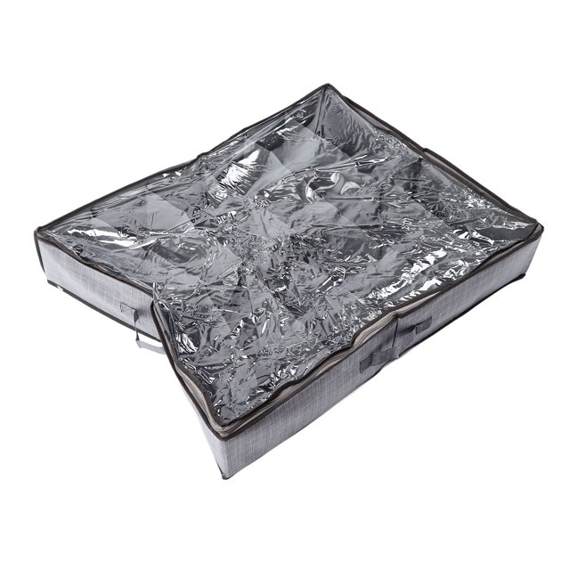 Organizador De Zapatos Debajo De La Cama, PVC Transparente, 12 Compartimentos, Caja De Almacenamiento Debajo De La Cama, Tela Multiusos Para Zapatos Para Ropa Interior