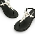 thumbnail image 3 of DREAM PAIRS Flat Sandals for Women Dressy Rhinestone T-Strap Thong Flat Sandals  for Summers Dress Beach, 3 of 5