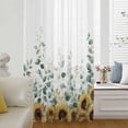 thumbnail image 6 of Sunflower Sheer Curtains 45 Inches Long, Yellow Floral Pastoral Botanical Leaves Light Filering Curtains, Breathable Simi Curtain Privacy Drapes for Kitchen Bathroom Small Window Treatment, 6 of 9