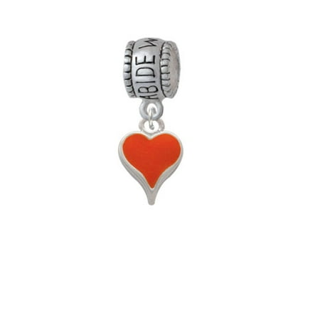 Small Long Orange Heart - Abide With Me Charm Bead