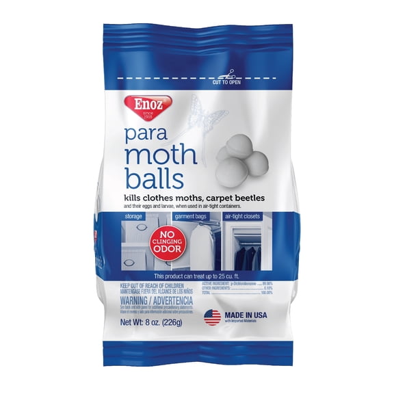 Enoz Para Moth Balls, Moth Killer for Clothes Moths and Carpet Beetles, 8 oz Bag