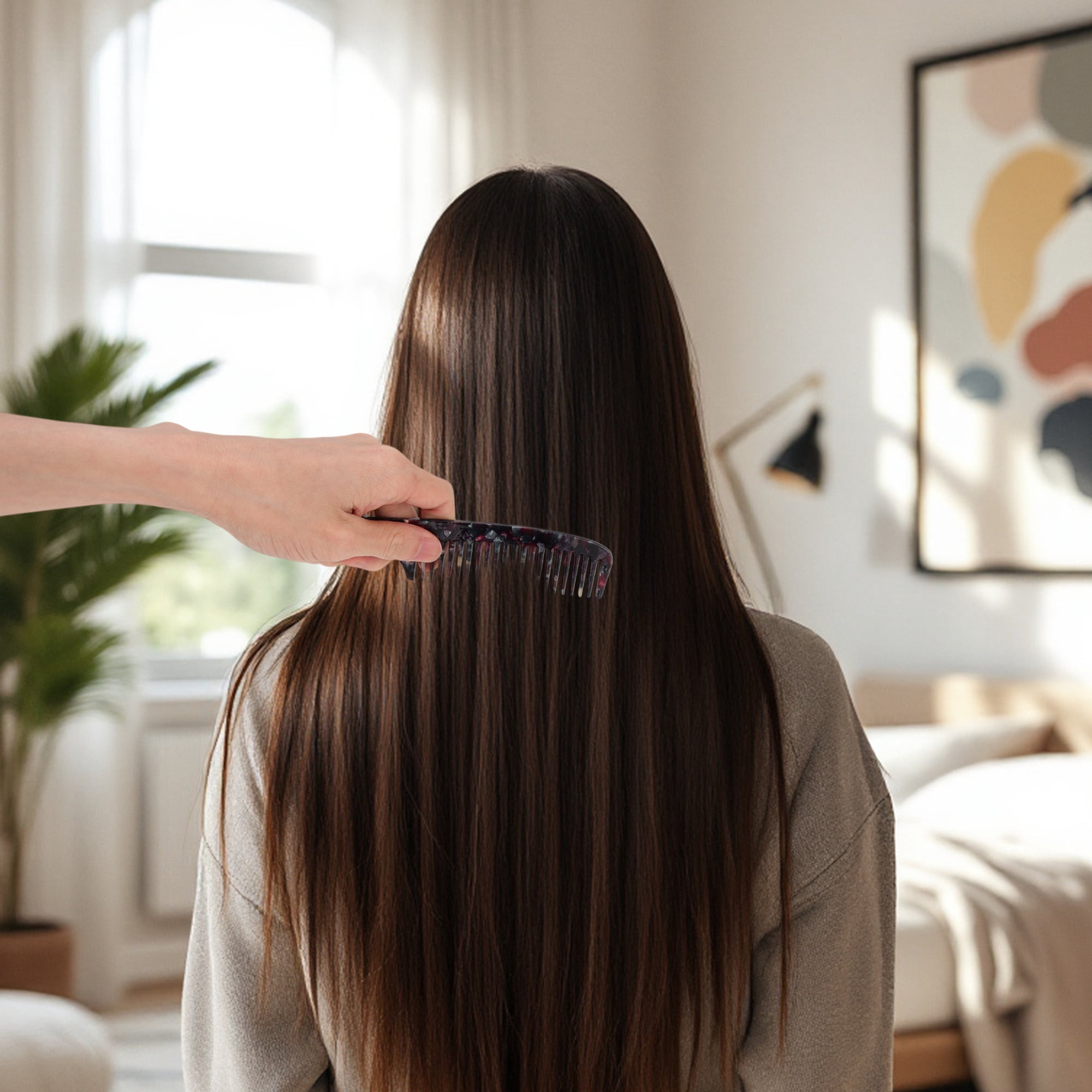 Unique Bargains 1 Pc Lightweight Long Handle Hair Comb for All Hair Types Navy Blue