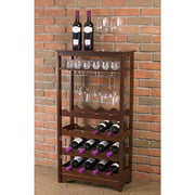 16 Bottle Wine Racks Free Standing Floor Unit, with a Table Top for Serving and Storage Space Below! This Vertical Espresso Wine Rack Is Modern and Stylish!