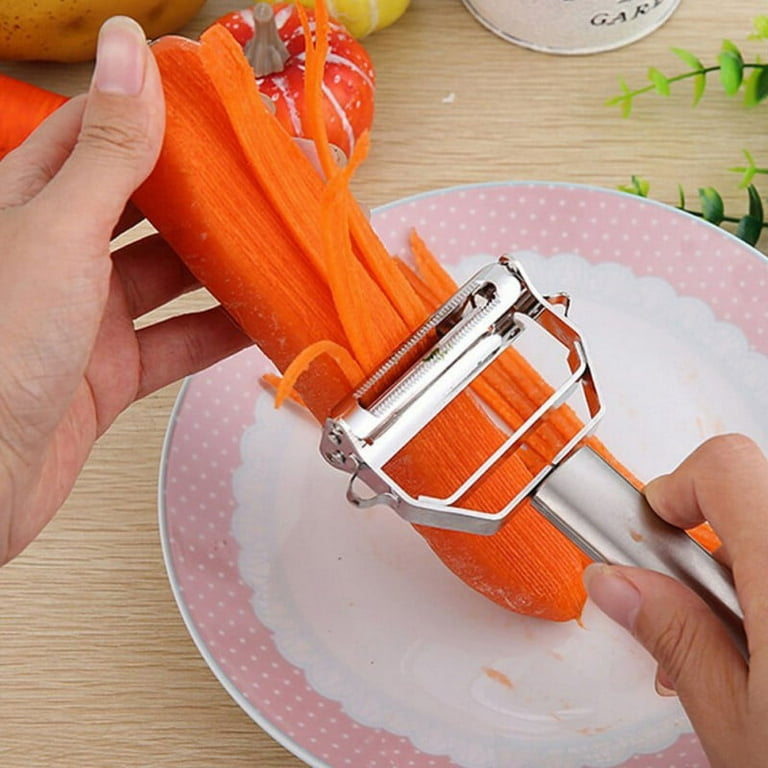 Sunkuka Julienne Peeler Stainless Steel Cutter Slicer with Cleaning Brush  Pro for Carrot Potato Melon Gadget Vegetable Fruit