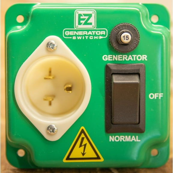 EZ Generator Switch, 15A 125V Green Manual Transfer Electrical Switch