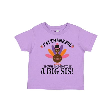 

Inktastic Thanksgiving Big Sis Announcement Turkey Gift Toddler Toddler Girl T-Shirt