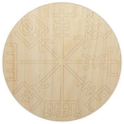 Viking Vegvisir Norse Protection Rune Wood Shape Unfinished Piece Cutout Craft DIY Projects - 4.70 Inch Size - 1/8 Inch Thick