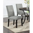 thumbnail image 5 of Grey Fabric Modern Set Of 2 Dining Chairs Plush Cushion Side Chairs Nailheads Trim Wooden Chair Kitchen Dining Room, 5 of 9