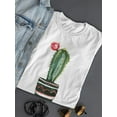 thumbnail image 3 of Watercolor Cactus Red Flower T-Shirt Women -Image by Shutterstock, Female XX-Large, 3 of 4
