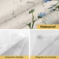 thumbnail image 4 of Spring Plant No Hooks Shower Curtain with Snap-in Liner White Blue Circle Flower Linen Texture Shower Curtains for Bathroom, Waterproof, Easy Install, Washable 66"x72", 4 of 9