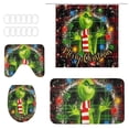 thumbnail image 2 of Grinch Decor Grinch Christmas Decorations Bathroom Grinch Christmas Decorations Christmas Snowman Print Toilet Bathroom Mat And Shower Curtain Four-Piece Set, 2 of 7
