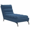 thumbnail image 2 of vidaXL Chaise Lounge with Cushions Blue Fabric, 2 of 9