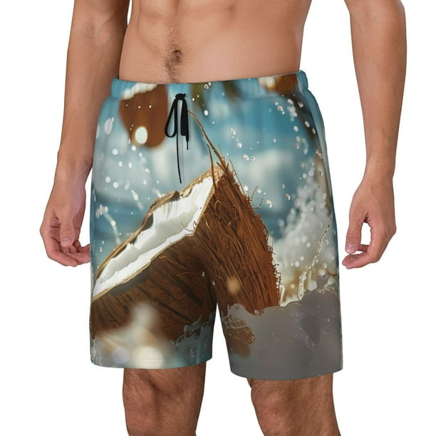 Balery Fresh Coconut Splash Bañador para hombre, shorts de playa de secado rápido con entrepierna y forro de compresión-Medium