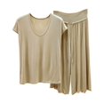 thumbnail image 3 of Modal Pajamas for Women Super Soft Pajama Sets Cooling Short Sleeve Top Capri Pants Pjs Breathable, Moisture-Wicking Sleepwear Summer Pjs Comfy Lounge Set Summer Fall Outfit, 3 of 7