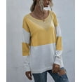thumbnail image 2 of Color Block Net Detail Sweater Yellow Medium, 2 of 6