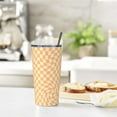 thumbnail image 5 of Orange Checkered Stainless Steel Insulated Tumbler 20 Oz Coffee Mug Travel Cup Water Bottle With Lid Straw, 5 of 6