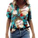 thumbnail image 1 of Gibobby Playera Manga Corta para Mujer Camiseta suelta informal con cuello en V para mujer, blusa manga corta con estampado(Azul celeste,M), 1 of 4
