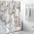 thumbnail image 1 of Cortina de ducha impermeable de baño de mármol con ganchos Afortunado Sencillez, 1 of 3