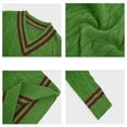 thumbnail image 4 of Suéter de Cuello en V para Hombre, Informal, de Punto , Ajustado, de Larga, para Otoño e Invierno. Verde M, 4 of 6