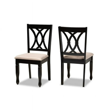 Baxton Studio Reneau Modern and Contemporary Sand Fabric Upholstered Espresso Brown Finished Wood 2-Piece Dining Chair