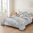 thumbnail image 2 of 3 Pieces King Quilt Set,Grey Palm Leaves Monstera Leaf Soft Bedding Sets with 1 Quilt & 2 Pillow Shams,Vintage Tropical Leaves Summer Bedspread Lightweight Coverlet Comforter for All Season, 2 of 3