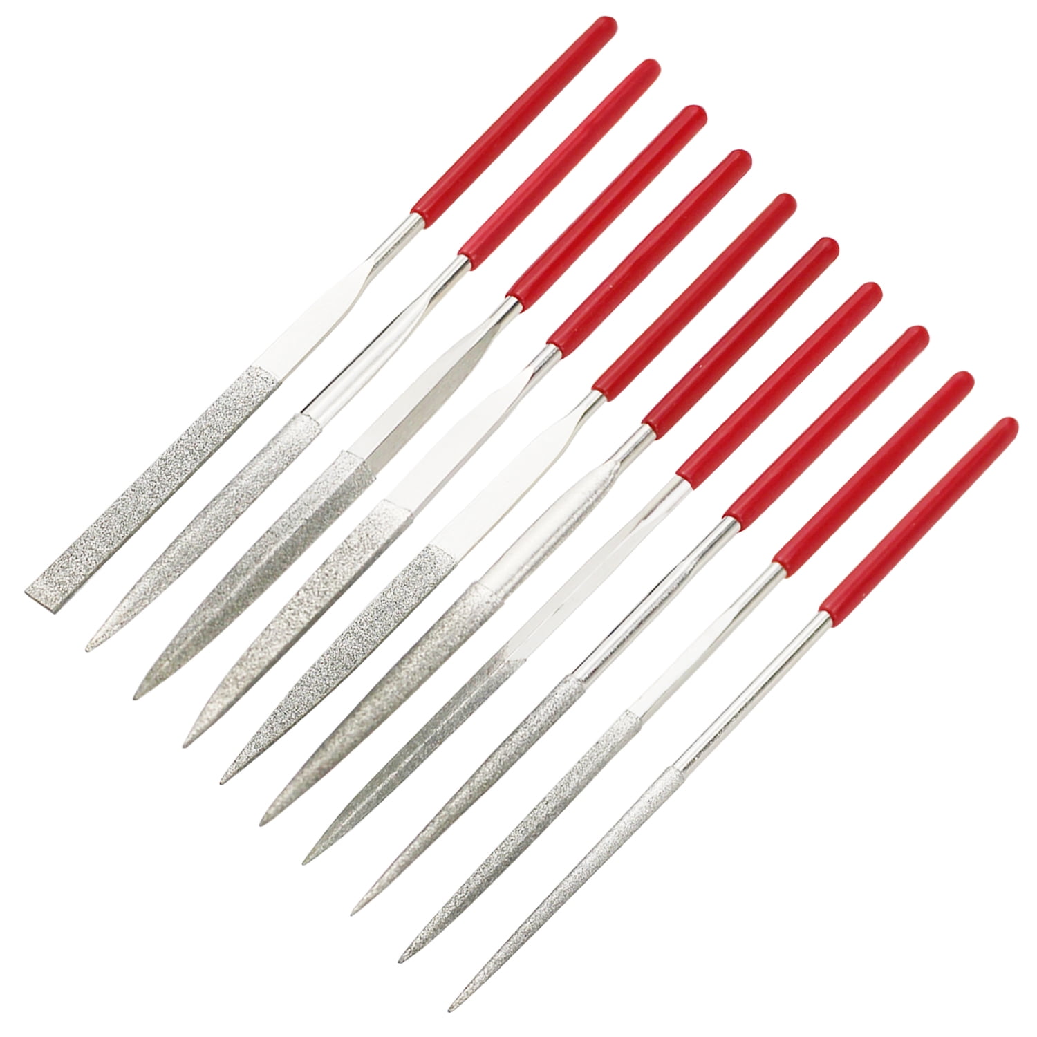 10Piece Mini Diamond Needle File Set (6" Total Length 150 Grit Diamond