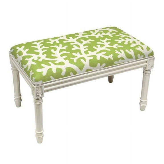 123 Creations WBC068XXCH Chartreuse Coral Upholstered Wooden Bench, Antique White