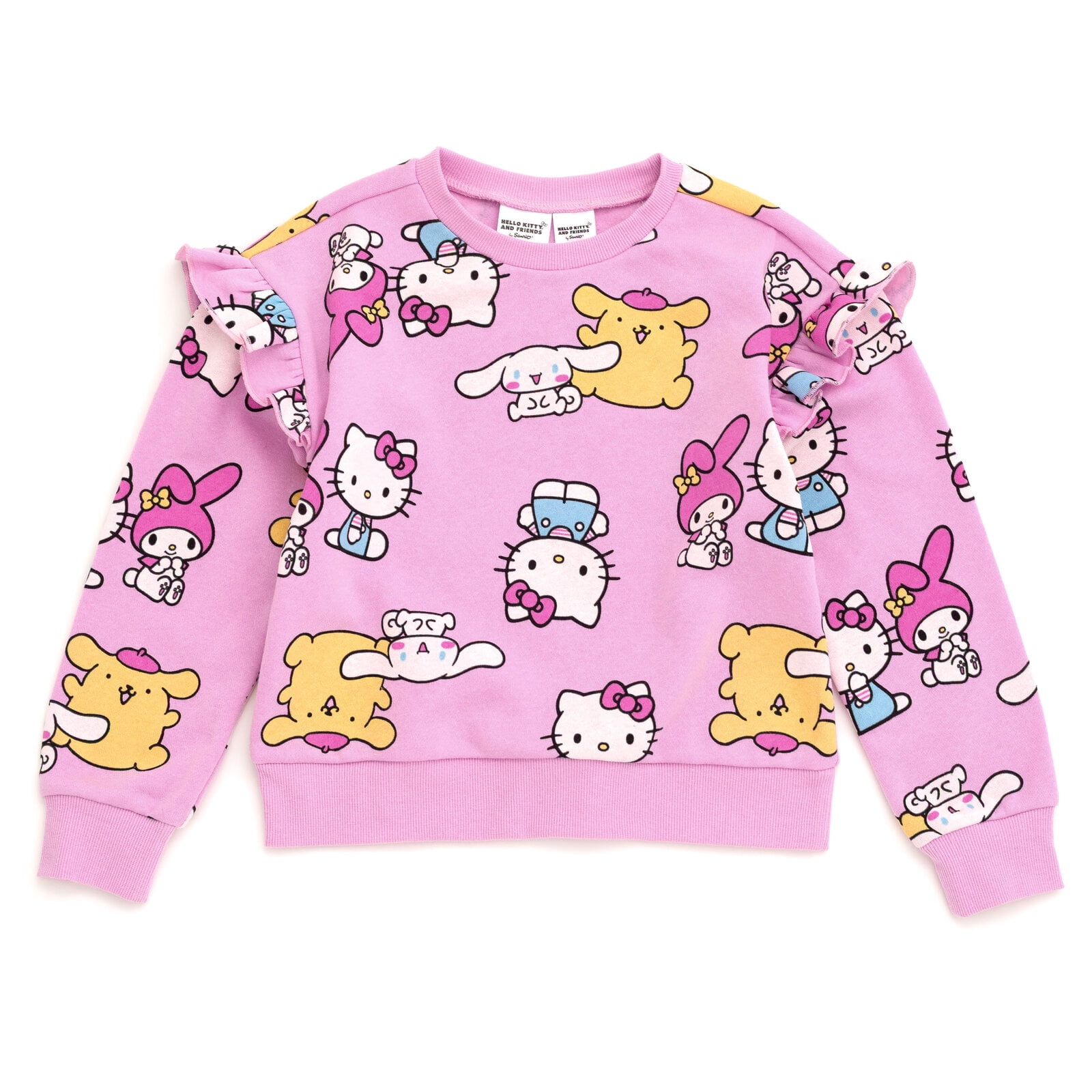 Hello Kitty Cinnamoroll My Melody Pompompurin Fleece Pullover Sweatshirt and Ribbed Flare Leggings Outfit Set Toddler to Big Kid