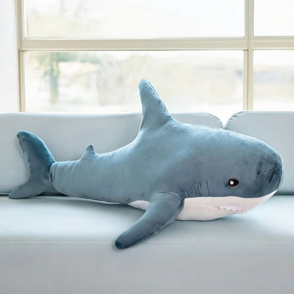 Giant Cute Shark Plush Pillow - Soft Huggable Stuffed Animal Body Pillow, Blue Shark Toy for Kids Boys Girls, Cozy Hugging Decorative Cushion
