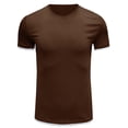 thumbnail image 3 of YYDGH Mens Short Sleeve Crew Neck T-Shirt Contrast Trim Knit Slim-Fit Tees Top Brown L, 3 of 5