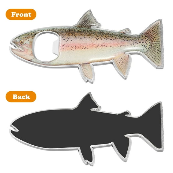 WHAMVOX Fish Shaped Bottle Opener with Decorative Animal Design and Fisherman Fridge Magnet for Kitchen