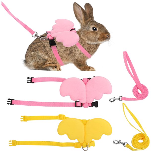 2 Pcs Rabbit Harness and Leash, Adjustable Bunny Harness, Kitten Vest