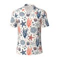 thumbnail image 2 of Daiia Starfish Shell Pattern Men’s Polo Shirts,Solid Deck Shirt,Classic Fit, Breathable Cotton Polo for Casual and Sport Wear-X-Large, 2 of 7