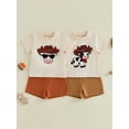 thumbnail image 3 of BemeyourBBs Western Cowboy Baby Boy Clothes Toddler Baby Boy Summer Outfit Cattle Embroidered Crew Neck Short Sleeve TShirt Tops and Shorts Set, 3 of 9