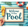 thumbnail image 3 of Tropical Design Pool Party Banner Summer Decoration Striped Background Welcome Sign for Poolside Beach Party Outdoor Event, 3 of 7