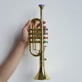 thumbnail image 3 of TISHITA Gold 14-1/2 Inch Trumpet with 4 Colored Keys, Musical Wind Instrument Music Toys, 3 of 8