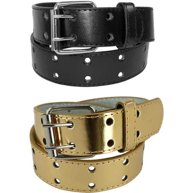 CTM® Kid's Leather Two Hole Jean Belt (Pack of 2 Colors)