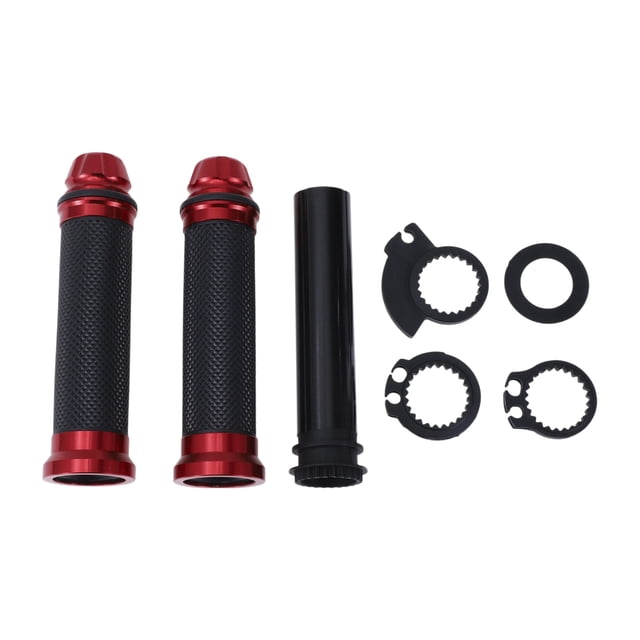 Kit de cubiertas para manillares de motocicleta Unique Bargains 7/8" 22mm 15/16" 24mm, agarres de aluminio y goma antideslizantes, negro y rojo, 1 juego, patrón de rombos