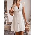 thumbnail image 3 of Frenchy Women V Neck Short Sleeve Casual Summer Dress, 3 of 5
