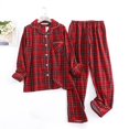 thumbnail image 2 of Conjuntos de pijamas de franela de algodón para mujer, pantalones largos, ropa de dormir, diseño a cuadros, holgado, otoño e invierno, trajes de pantalón de manga larga, 2 of 4