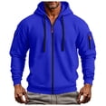 thumbnail image 4 of felwors Zip Up Hoodie for Men Cargo Sweatshirt Military Tactical Jacket Vintage Workout Running Active Hoodies with Pockets Blue for Size S, 4 of 8