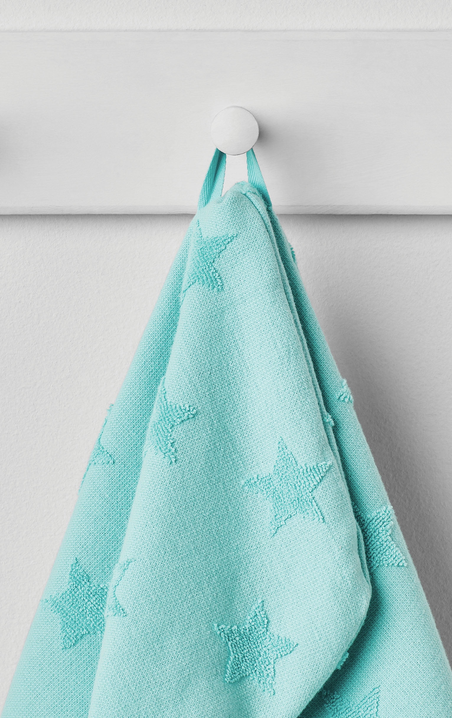 Your Zone Star Cotton Towel & Washcloth, Teal Star