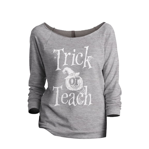 Trick Or Teach Women's Fashion Slouchy 3/4 Sleeves Raglan Lightweight Sweatshirt Sport Grey X-Large