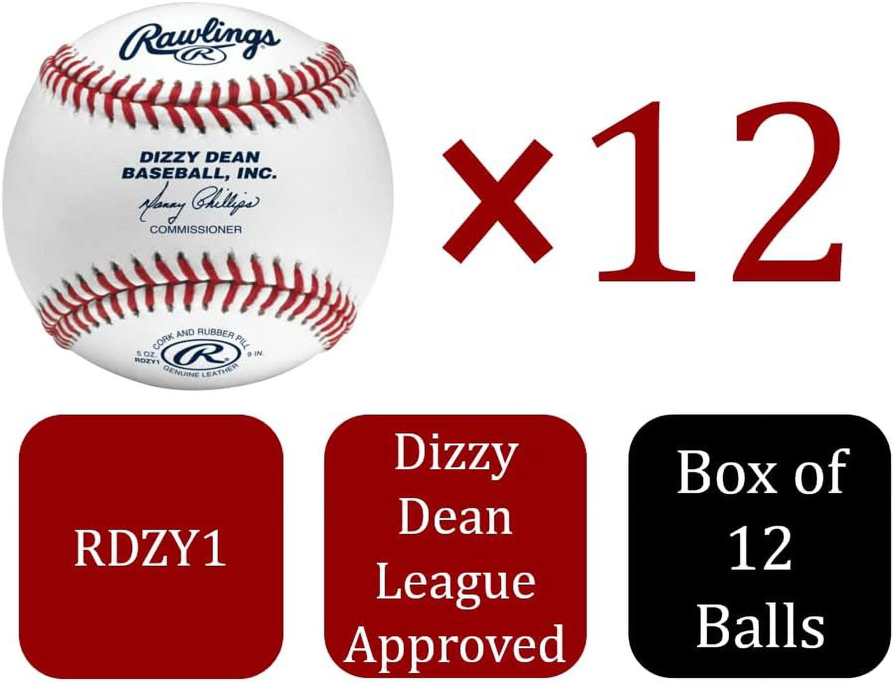 Rawlings | Dizzy Dean Youth League Baseballs | Competition Grade | RDZY1 | Youth/14U | Multiple Count Options