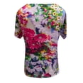 thumbnail image 4 of Heliisoer Grande Taille Femmes Manches Courtes Imprimé Col en V Hauts Tee T-Shirt Blouse, 4 of 5